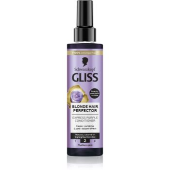 Schwarzkopf Gliss Blonde Hair Perfector balsam (nu necesita clatire) neutralizeaza tonurile de galben - imagine 2